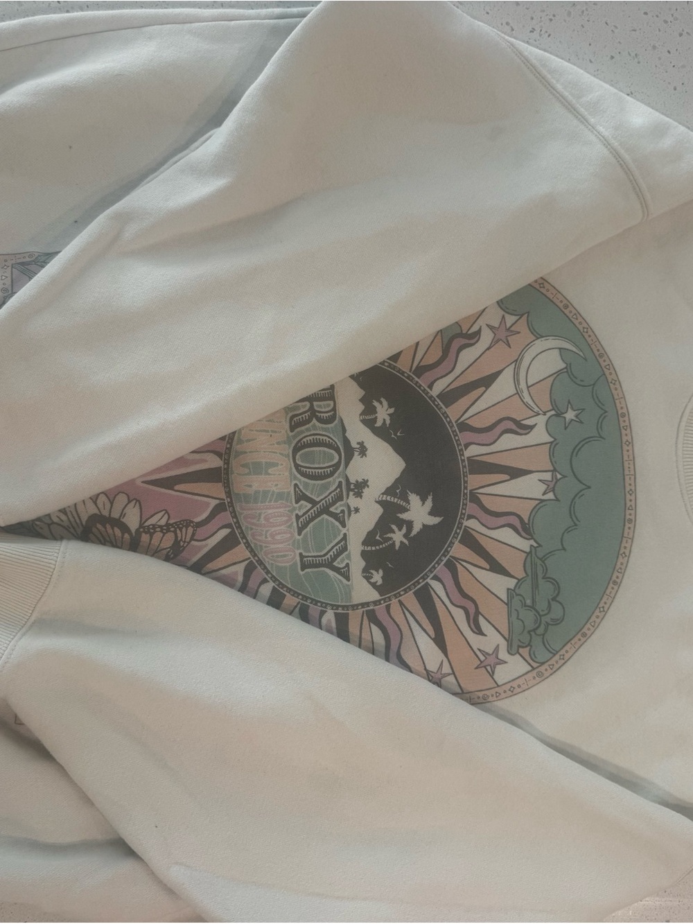 Roxy Pastel Graphic Sweatshirt - Mint, Pink, Cream & Taupe - Picture 4 of 4